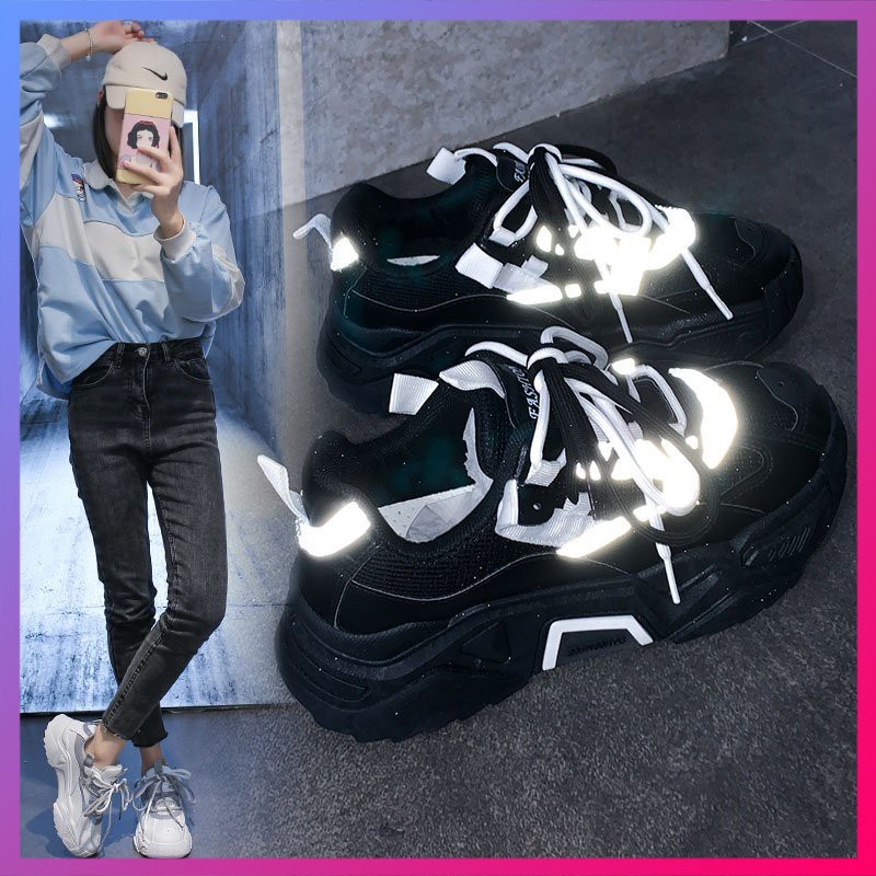 [HOT] Giày thể thao nữ, Giày dép nữ ULzzang Sneakers😍 Phản quang⚡️3 màu có sẵn (233)