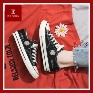 [LOẠI ĐẸP] Giày thể thao hoa cúc chữ kí thấp cổ đế bằng màu đen êm mềm thoáng chân xinh giá rẻ đi học đi chơi đi làm