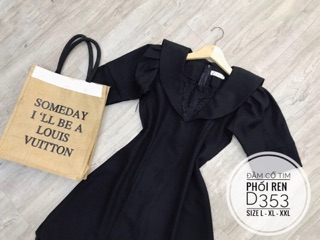 Bigsize Đầm cổ tim phối ren D353
