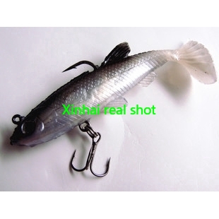 5 pcs / set Black and white lead fish Soft fish tail 14 g 8 cm squid bait line special soft bait