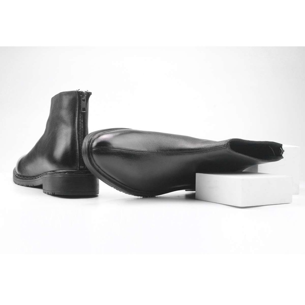 Giày Chelsea Zip Boots Black da bò