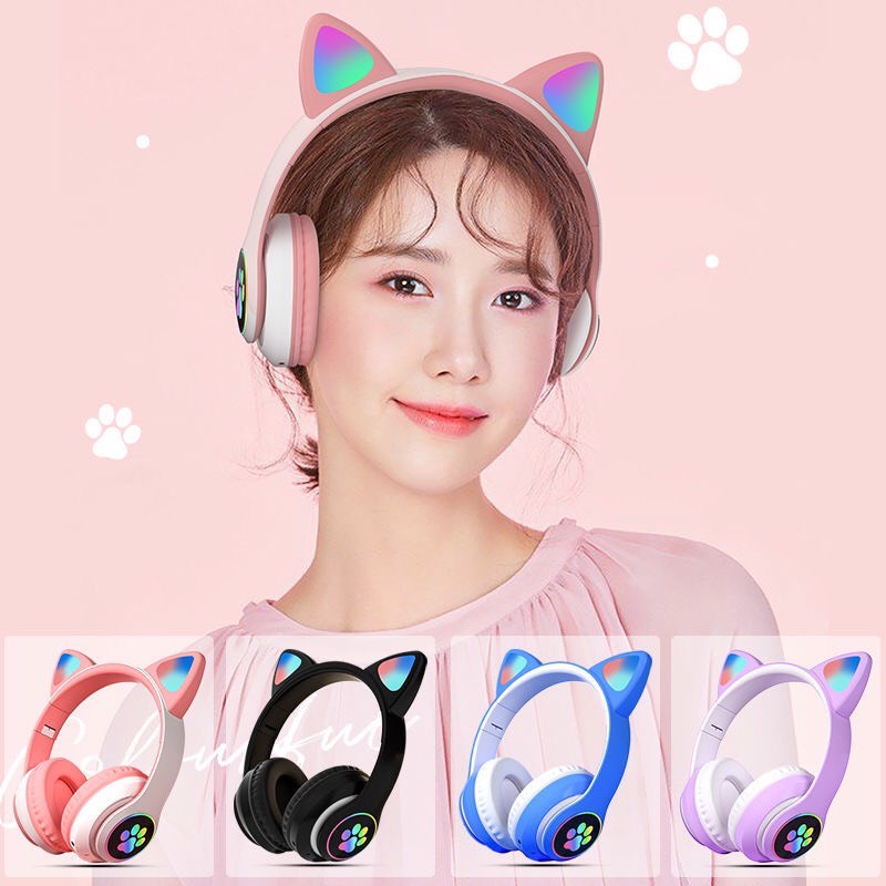 Tai Nghe Mèo Bluetooth Chụp Tai CAT Dễ Thương Có Mic Âm Bass Mạnh Mẽ Dung Lượng Pin Trâu Có Các Màu Lựa Chọn.