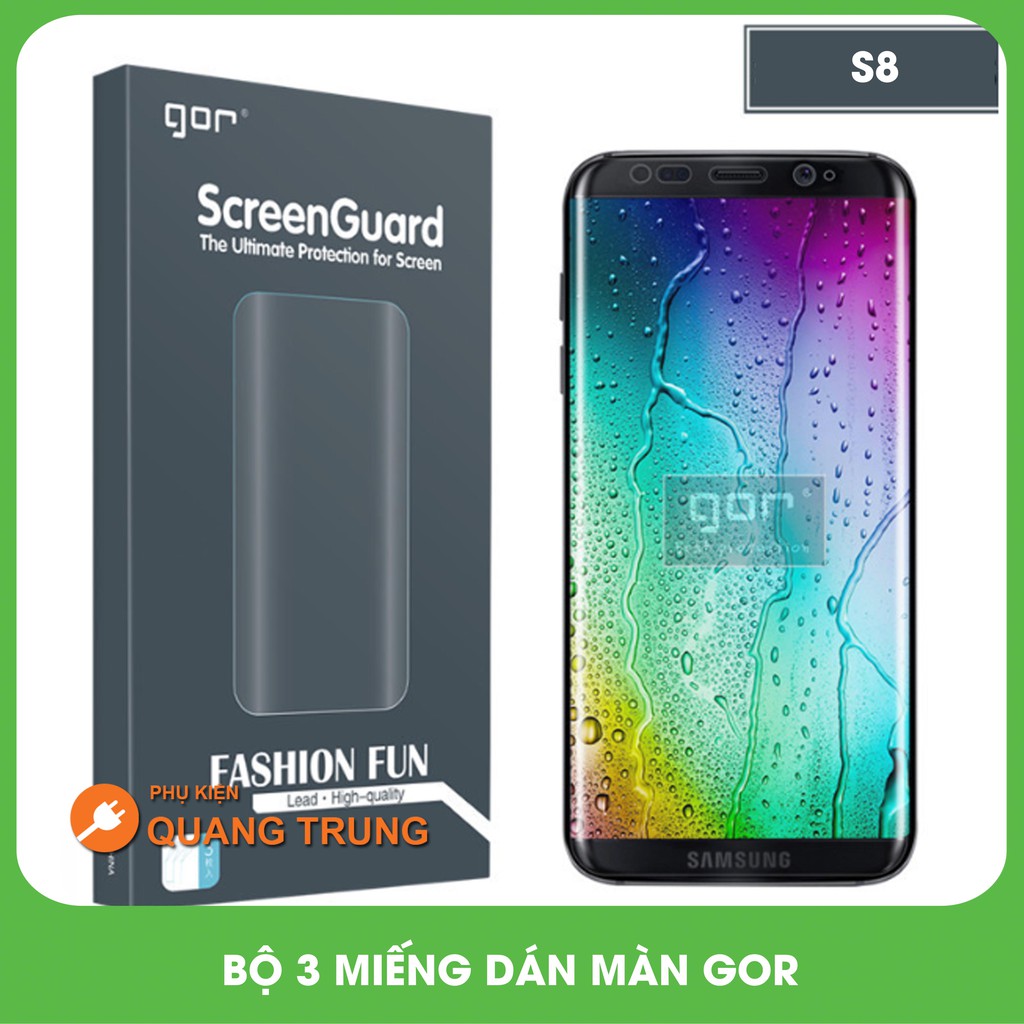 Bộ 3 miếng dán màn hình gor dành cho galaxy S8 ( 3 miếng dán trước và dán carbon)