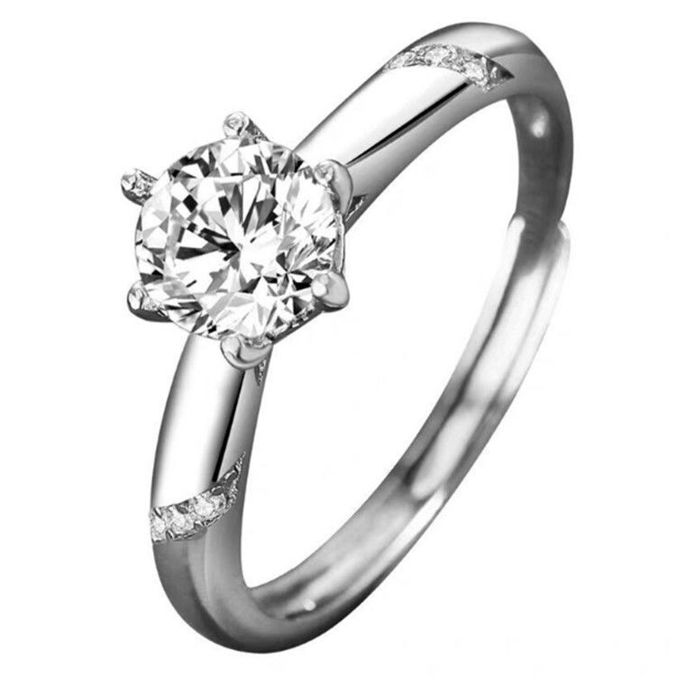 Nhẫn Moissanite nữ kim cương vàng trắng một carat cho cặp đôi bạc sterling cầu hôn đám cưới 520 món quà bạn gáiMM