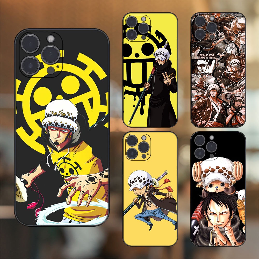 Ốp lưng iPhone 14 Pro Max dẻo đen cạnh vuông in hình Law One Piece