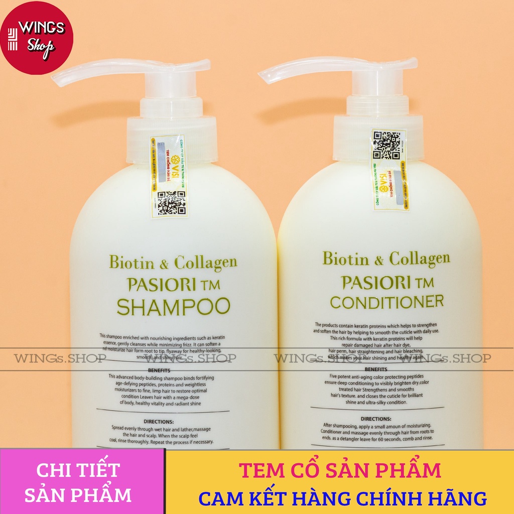 Cặp Dầu Gội Xả Biotin Collagen Trắng 500ml-1000ml | Giảm Rụng Tóc, Kích Mọc Tóc, Phục Hồi Tóc Khô Xơ | Hàng Chính Hãng