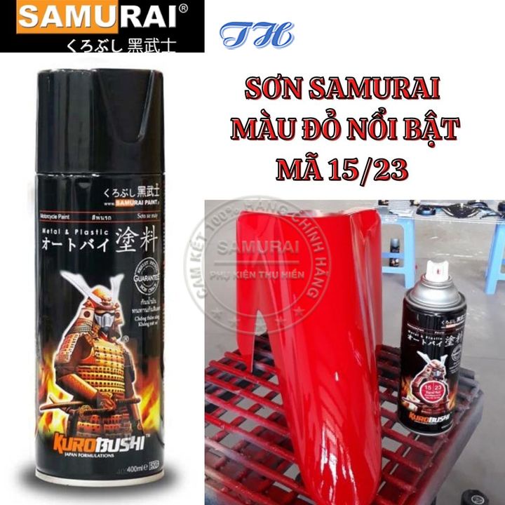 Sơn Xịt Samurai chuyên dùng cho xe máy màu đỏ nổi bật 15/23 chống cháy, chống rạn nứt, vòi xịt chống chảy