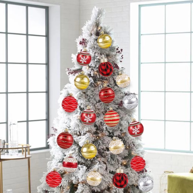 Set 6 Trái Châu 6CM Màu Đỏ Trang Trí Cây Thông Noel