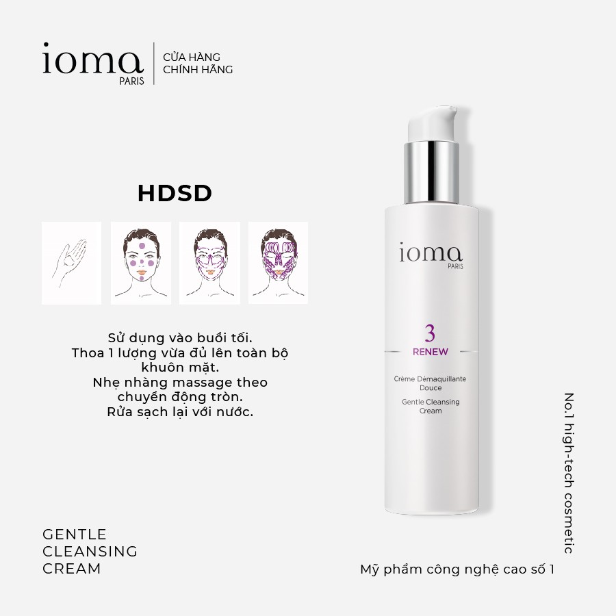 Kem tẩy trang làm sạch sâu, chống lão hoá IOMA PARIS Gentle Cleansing Cream 200ml