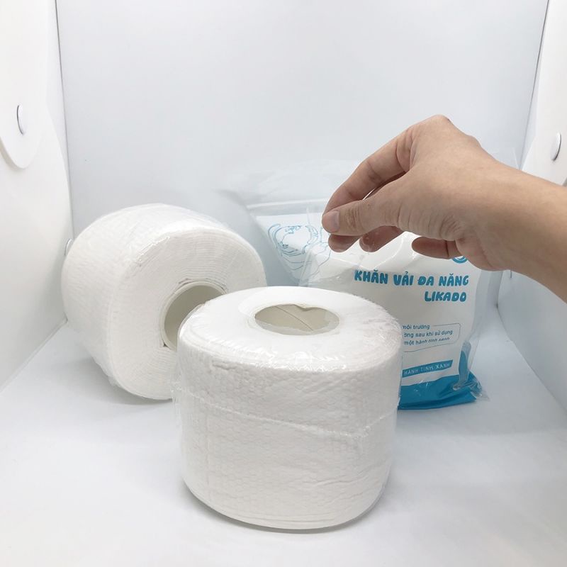 Khăn lau mặt 1 lần LIKADO tẩy trang, lau khô, lau ướt, cotton mềm, dai, mịn