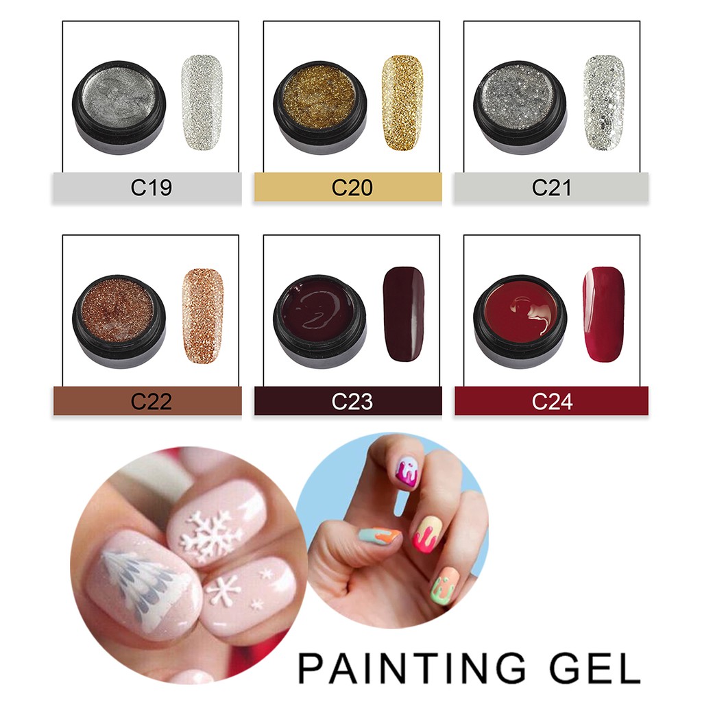 Hộp gel resin 5ml dùng để sơn trang trí móng tay tiện dụng 24 Chai màu Sơn gel Bộ