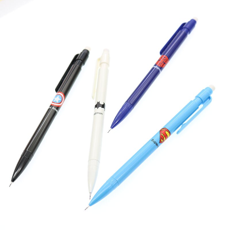 Set 4 bút chì bấm 0.5mm / 0.7mm in họa tiết siêu anh hùng sáng tạo