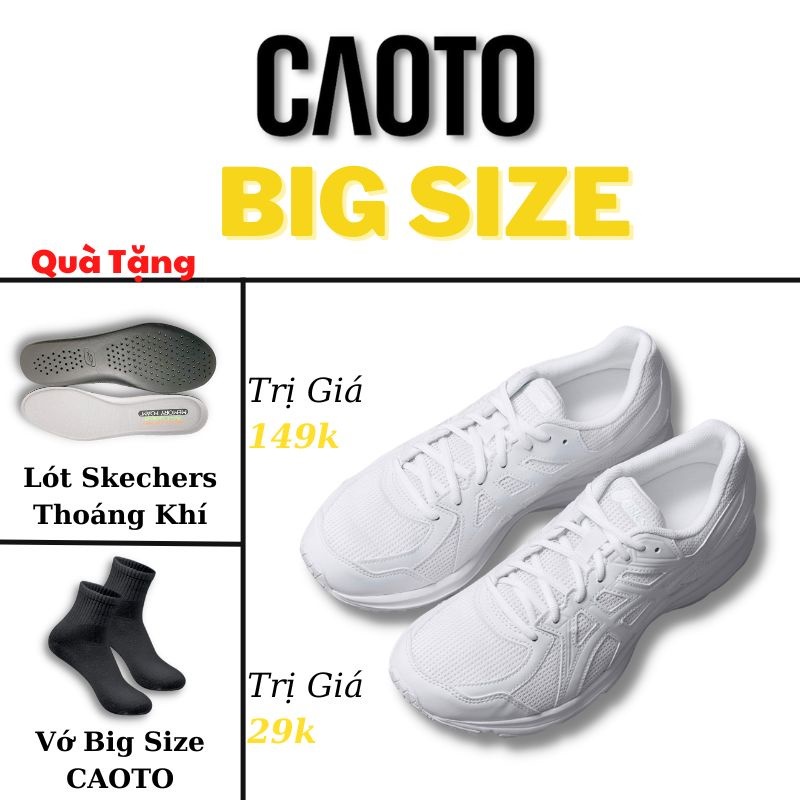 Giày Thể Thao Asics 100 Jog Chạy Bộ Trắng Big Size Nam - Giày Thể Thao Nam Big Size 45 46 47 48