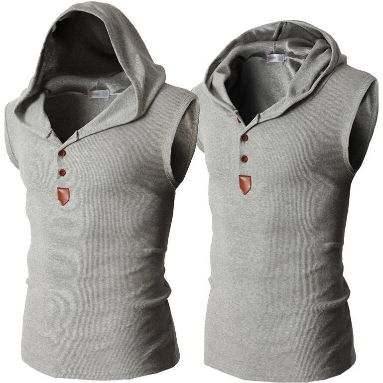 Áo phông liền mũ áo ba lỗ áo ba lỗ tập thể dục thể thao nam Áo vest nam không tay co giãn tôn dáng phong cách Hàn Quốc