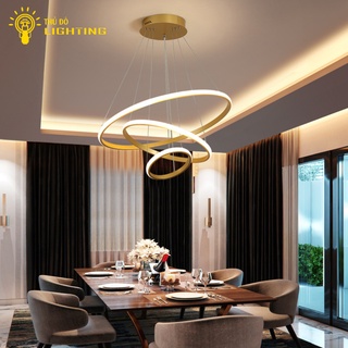 Đèn Thả Trần Phòng Khách THỦ ĐÔ LIGHTING Thiết Kế 3 Vòng Tròn Lồng Vào