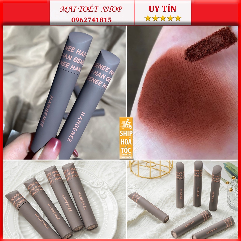 Son Kem Lì Hangenee Dễ Tán, Mẫu Mới Tone Đỏ Nâu Đất Cực Hot, Son Môi Nội Địa Trung Chính Hãng
