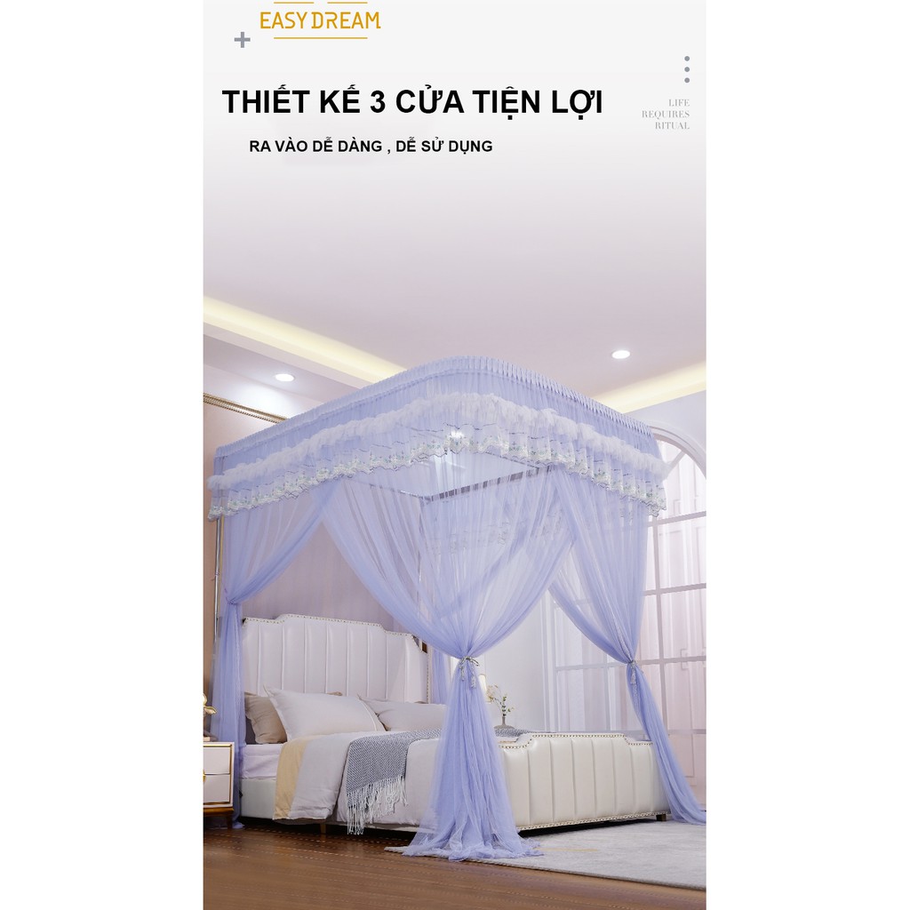 Màn khung ròng rọc không khoan tường mẫu mới nhất 2021 hàng chính hãng EASY DREAM màn cưới đẹp chống muỗi  decor