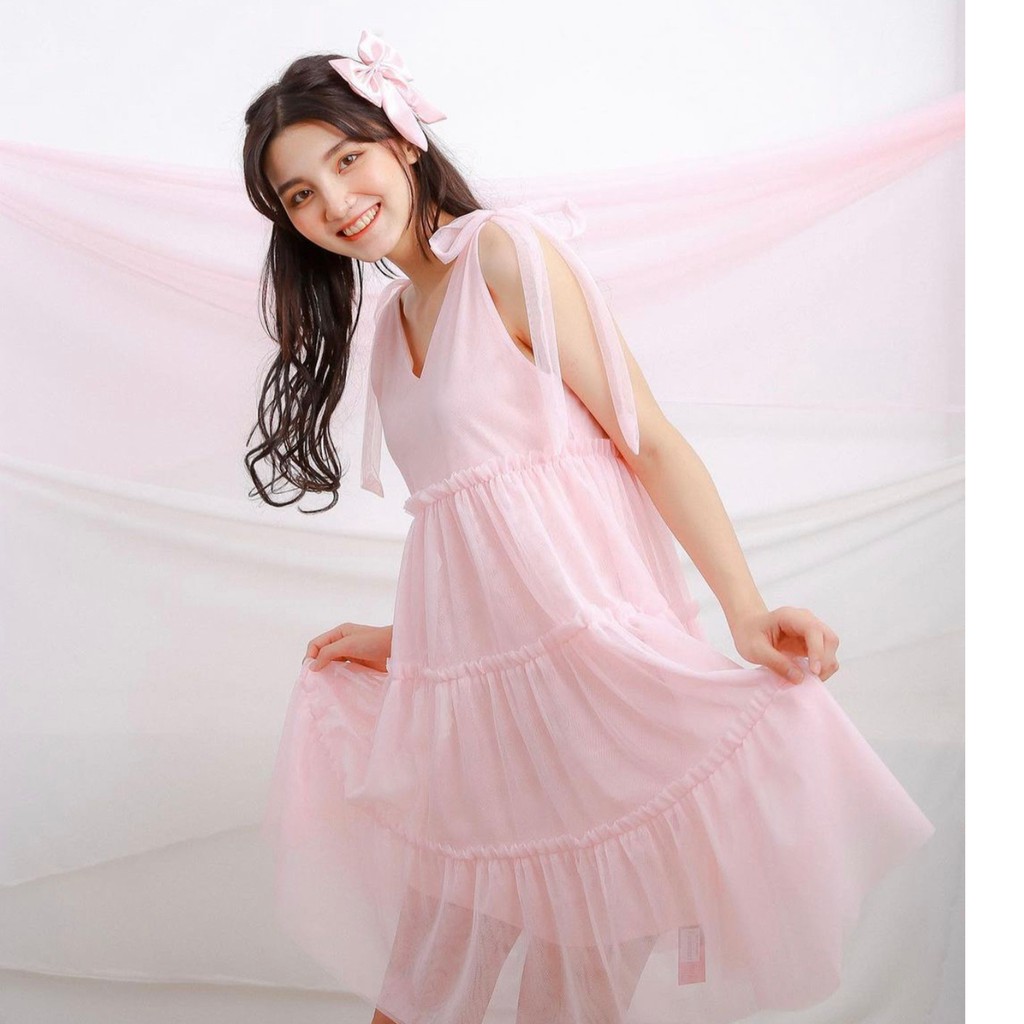 VÁY ĐI CHƠI/ĐI PROM - TUTU LAYER DRESS - VÁY TUTU TẦNG BUỘC NƠ VAI - V0062