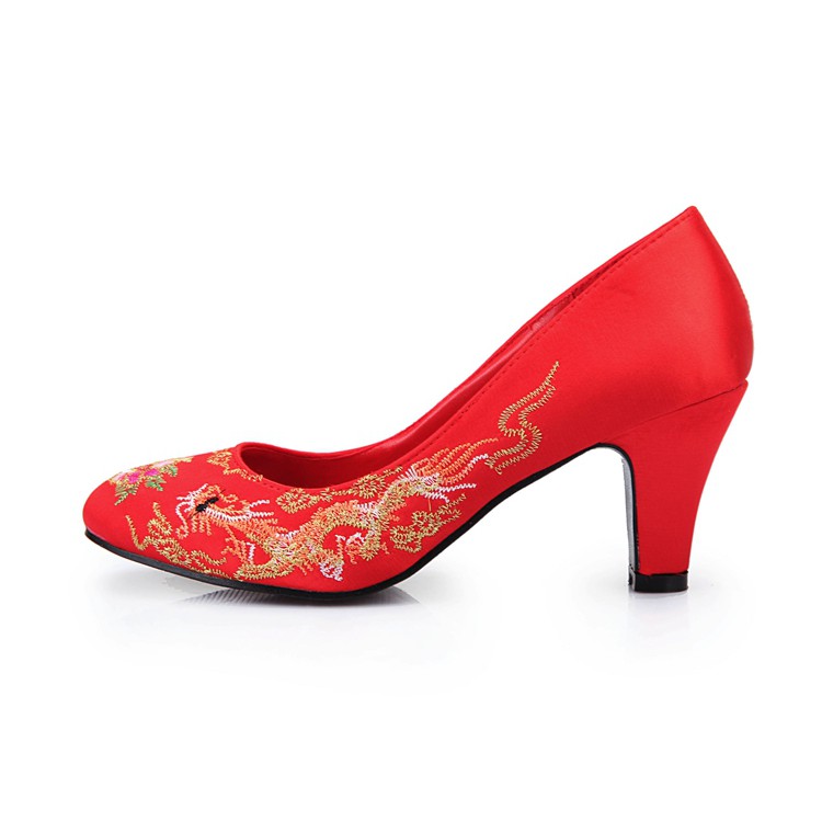 Giày Cưới Thêu Hình Phượng Hoàng Phong Cách Trung Hoa Cổ Điển