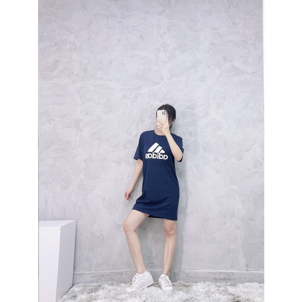 (HÀNG XUẤT XỊN) Váy / Đầm das xanh 1800 Essential Logo Dress Navy Made in Cambodia full tag code