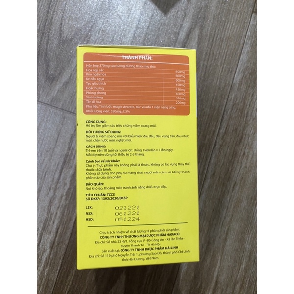 Viên uống thảo dược hỗ trợ viêm xoang MAXXOANG hỗ trợ An xoang cho người viêm mũi viêm xoang - Hộp 60 viên