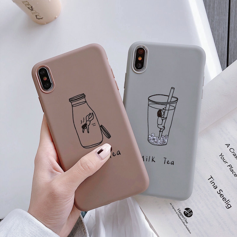 ST| 【COD&Ready Stock】Couple Milk Tea Case for OPPO A53 2020 Reno 3 A52 A92 A31 A91 A5 A9 2020 A3s A5s A7 A12 A12e A39 A57 A83 F1s F1 F3 Plus F5 Youth F9 Pro F11 K3 A1K Realme C2 C1 X