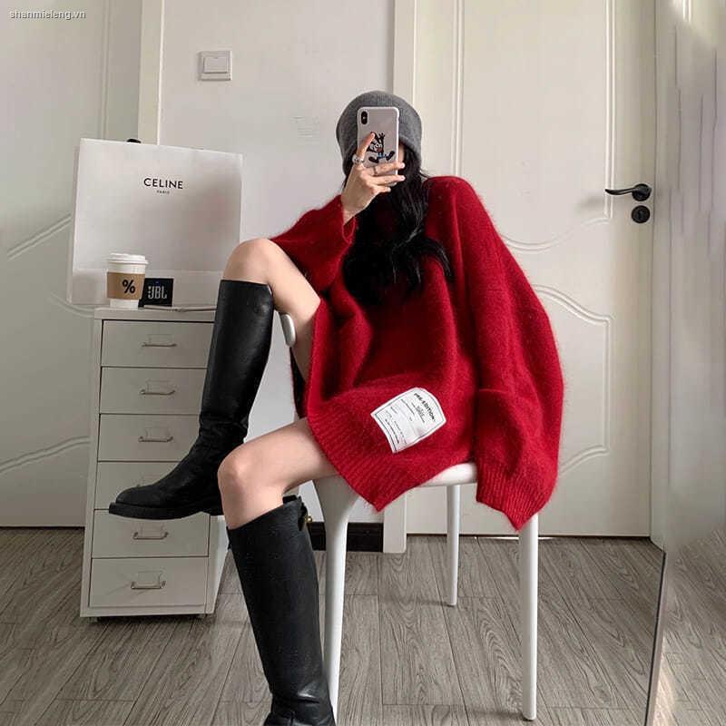 Áo sweater nữ dáng rộng màu trơn retro thời trang Hàn Quốc 2022