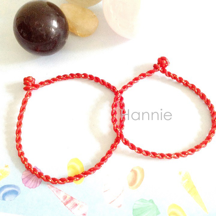 (Đỏ/Đen) Vòng chân chỉ đỏ chỉ đen sợi kim tuyến may mắn - Lắc chân nam nữ phong thủy | BigBuy360 - bigbuy360.vn