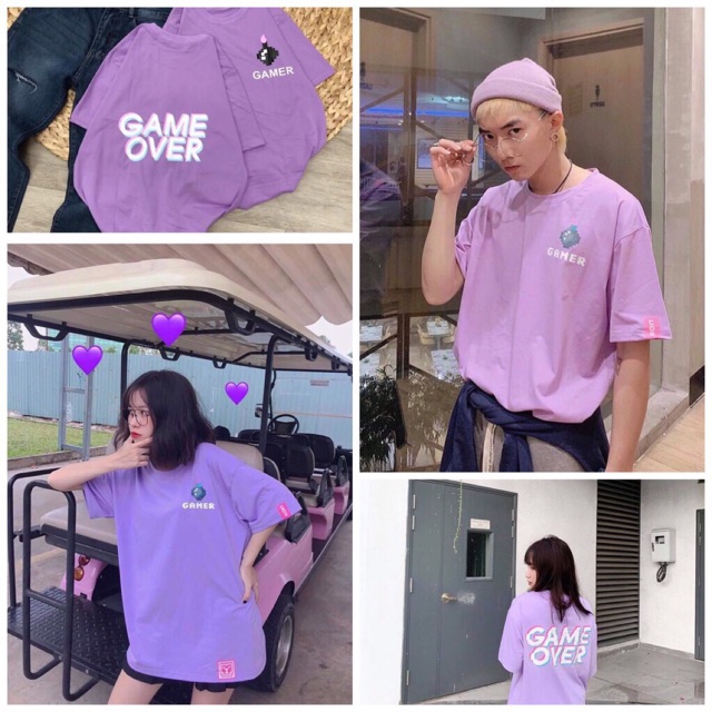 Áo phông tím GAME OVER | unisex | over size