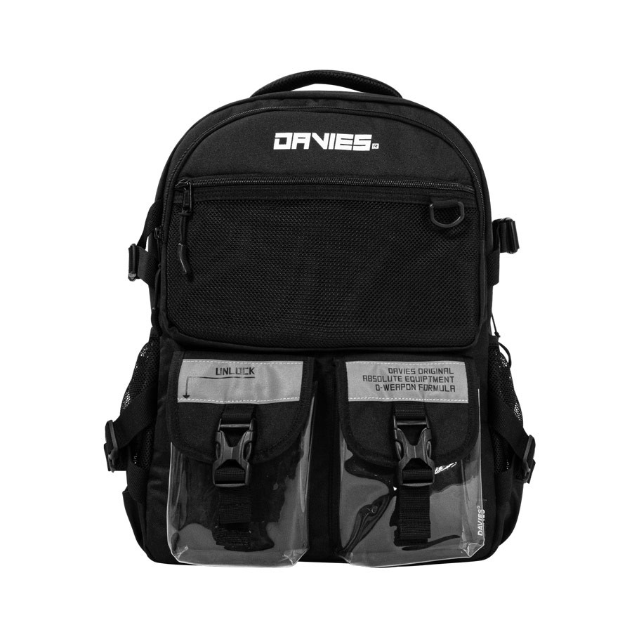 [Tặng kèm túi đeo chéo mini] Balo đi học nam phản quang local brand Davies - Black Warrior Backpack