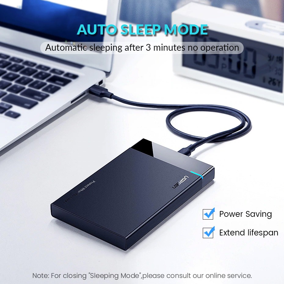 Hộp đựng ổ cứng SATA 2.5&quot;/3.5&quot; chuẩn USB 3.1 cao cấp UGREEN US221