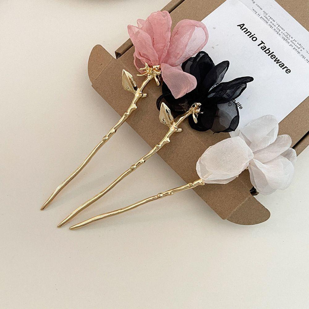 Trâm Cài Tóc VANES1 Dạng Lưới Họa Tiết Hoa Tulip Phong Cách Trung Hoa Cổ Điển Sang Trọng