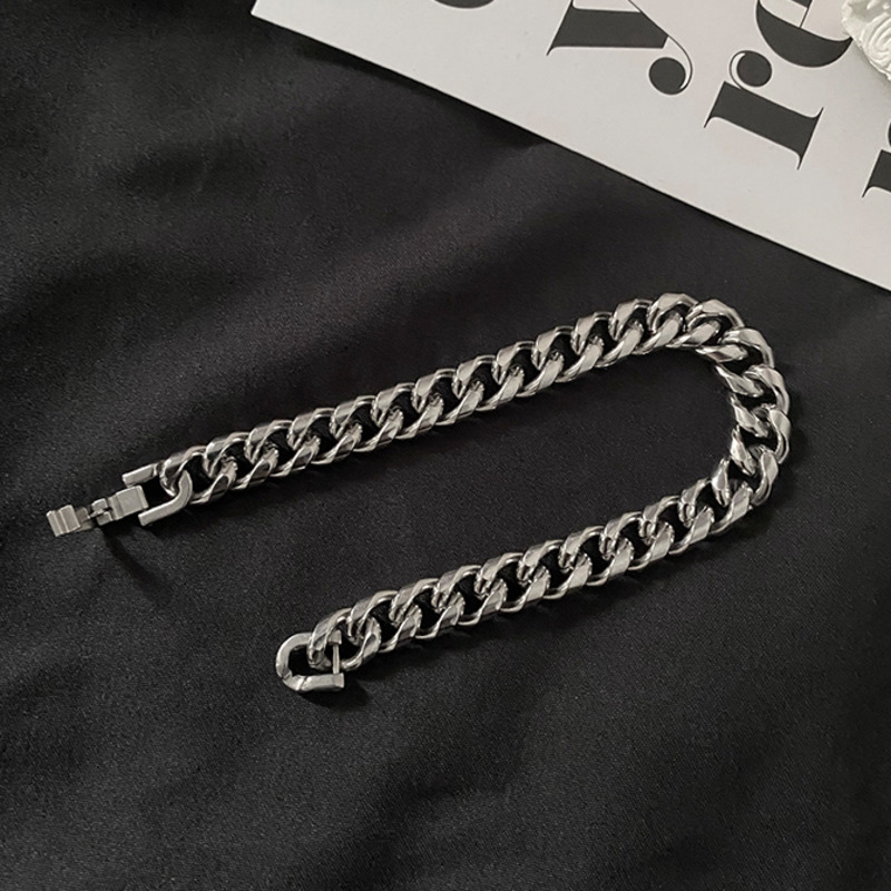 Vòng Tay Dây Xích Bằng Thép Titanium Phong Cách Hip Hop 19987