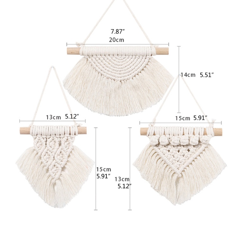 Set 3 Dây Tua Rua Mini Treo Tường Trang Trí Phong Cách Boho