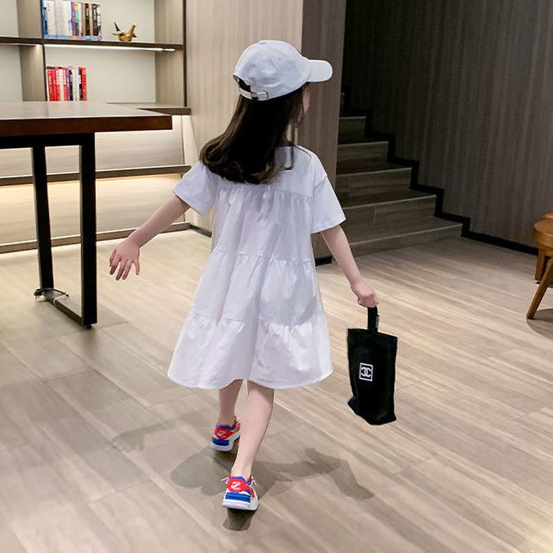 Đầm Dáng Rộng In Họa Tiết Hoạt Hình Phong Cách Hàn Quốc Thời Trang Mùa Hè Cho Bé Gái