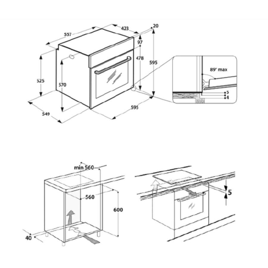 Lò nướng âm tủ whirlpool 71L với chức năng vệ sinh thông minh AKP3534HIXAUS