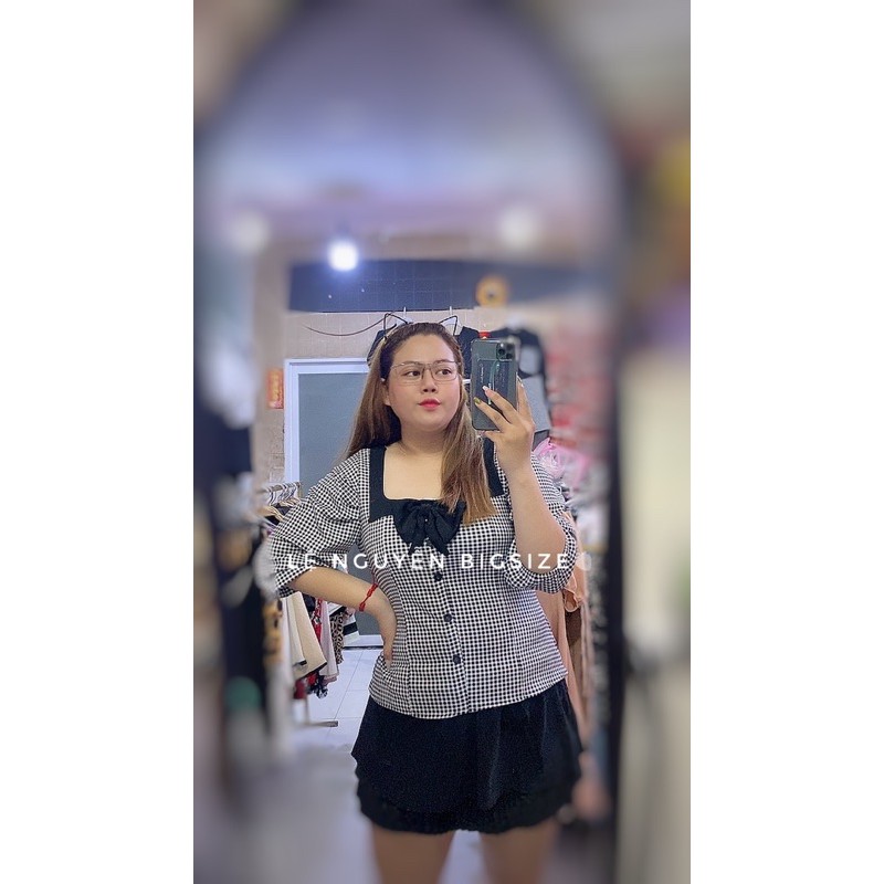 áo tay phồng cổ vuông ca rô bigsize | BigBuy360 - bigbuy360.vn