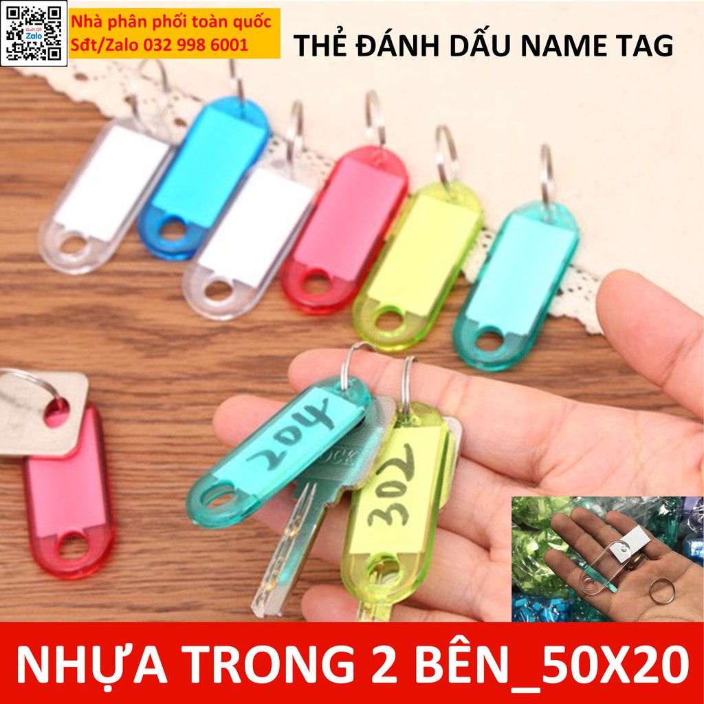 combo 10 Thẻ nhựa ghi chú treo chìa khóa, Viết hoặc in ấn tên, SĐT treo balo, vali đánh dấu vật dụng magic