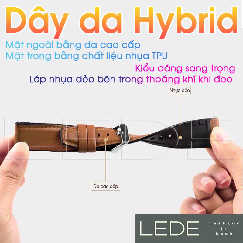 Dây Da Hybrid 20mm Dành Cho Đồng Hồ Cơ- Đồng Hồ SmartWatch Huawei Samsung Xiaomi Fossil Casio