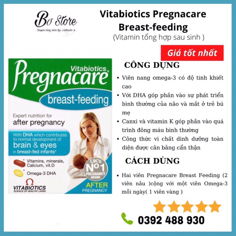[NỘI ĐỊA ANH] Vitamin cho phụ nữ sau sinh và cho con bú Pregnacare Breast-feeding, 84v
