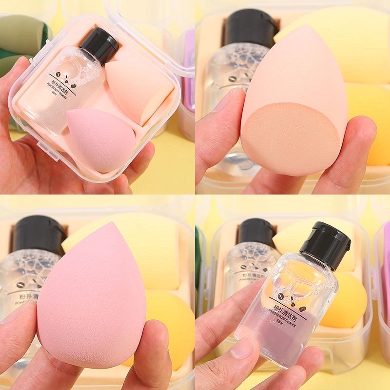 [FREE SHIP] Set Hộp 2 Mút Tán Kem + Nước Tẩy Trang