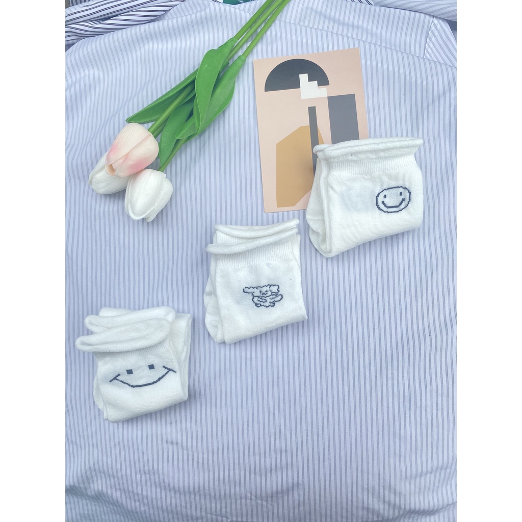 Tất trắng Muzinu vớ cổ cao in hình động vật siêu ngộ nghĩnh cute TN220
