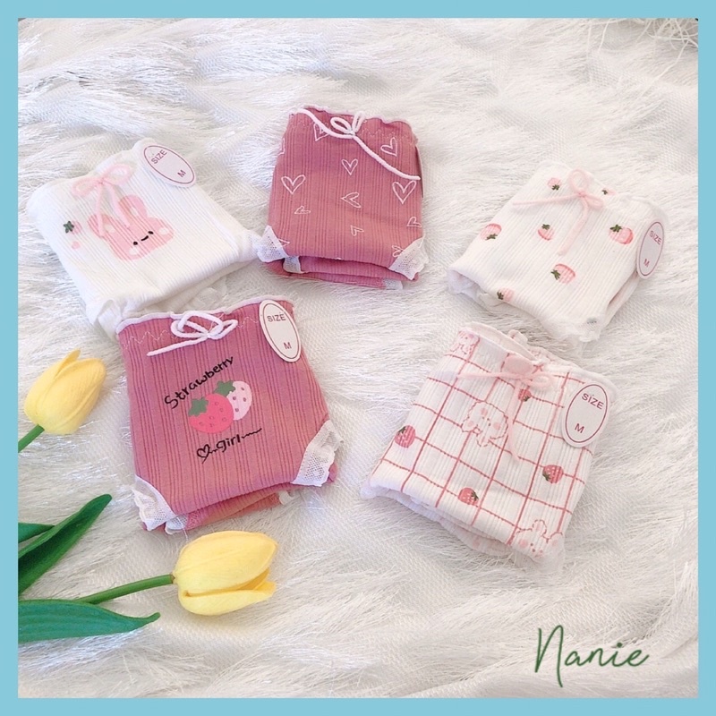 SET 5 Quần Lot Nữ Cotton Dâu Tây