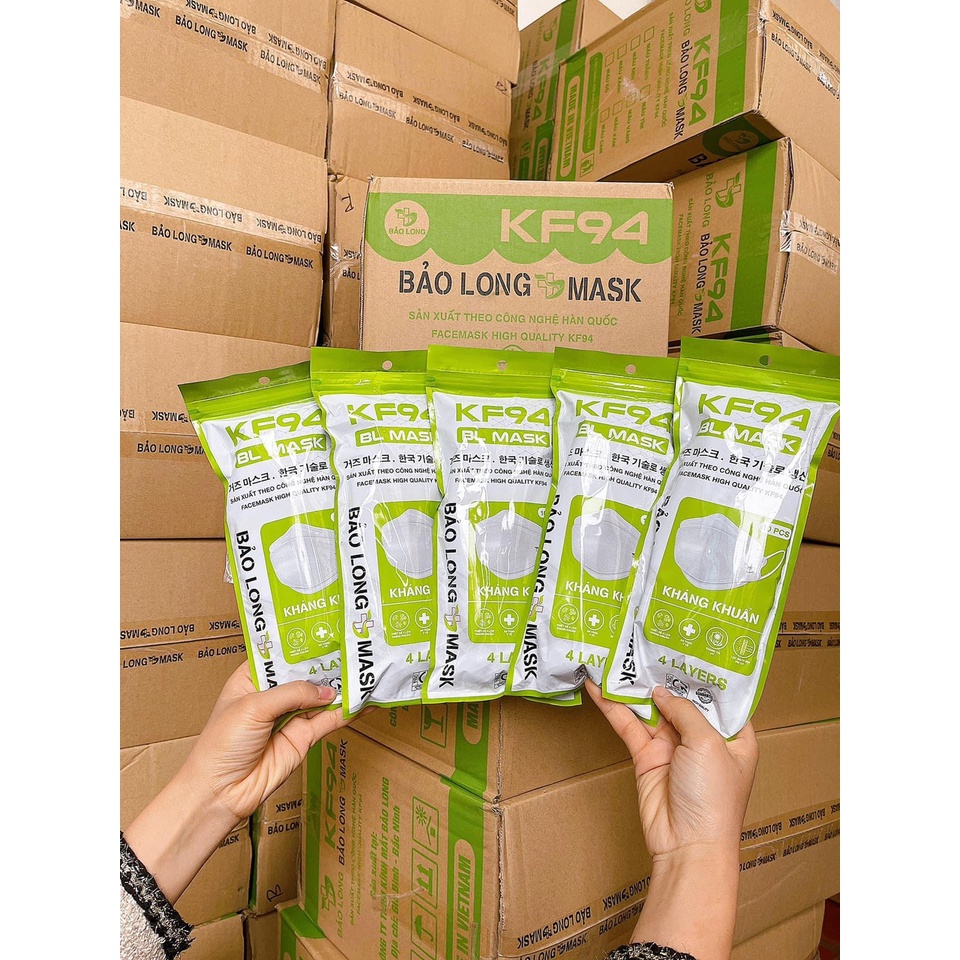 Sỉ 1 Thùng 300 Cái Khẩu Trang KF94 Bảo Long Kháng Khuẩn, Đạt Chuẩn Hàn Quốc