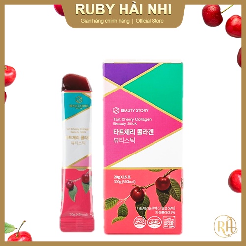 Thạch Collagen Vitamin BEAUTY STORY Vị Tart Cherry Hàn Quốc - 20g x 15 tuýp