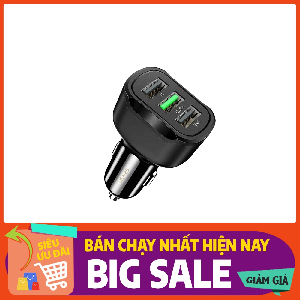 Củ sạc nhanh ôtô 3 cổng US-CC100-1 C17, sạc nhanh QC 3.0, chất liệu nhựa ABS siêu bền, bảo hành chính hãng