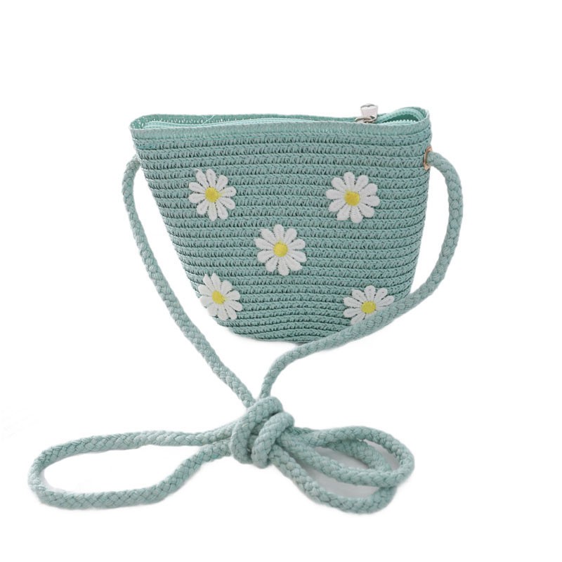 Túi cói đeo chéo họa tiết hoa cúc nhỏ xinh xắn thời trang dành cho mùa hè