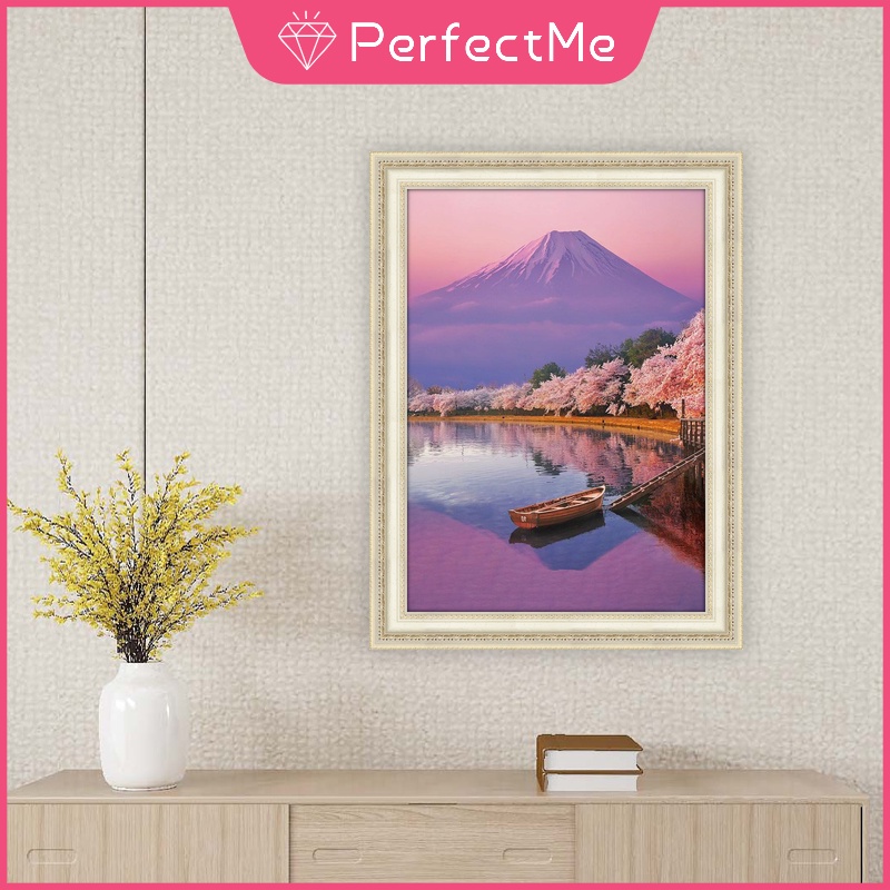 Bộ tranh đính đá 5D họa tiết hoa anh đào độc đáo kích thước 30x40 DIY dùng trang trí nhà cửa