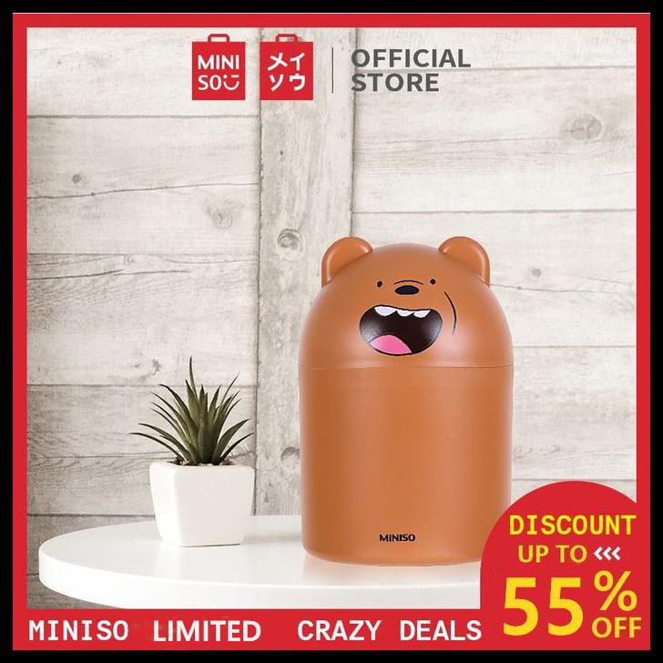 Miniso Thùng Rác Nhựa Mini Để Bàn Hình Gấu Đáng Yêu