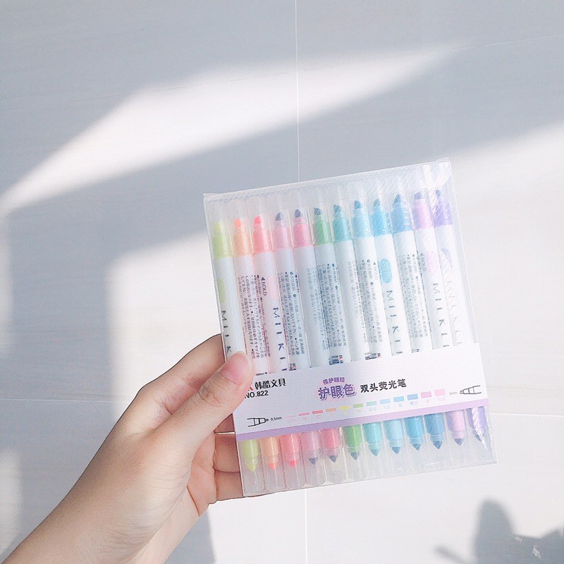 Bút Highlight set 12 cây Houkai bản dupe hoàn hảo Zebra Mildliner  Bullet journal